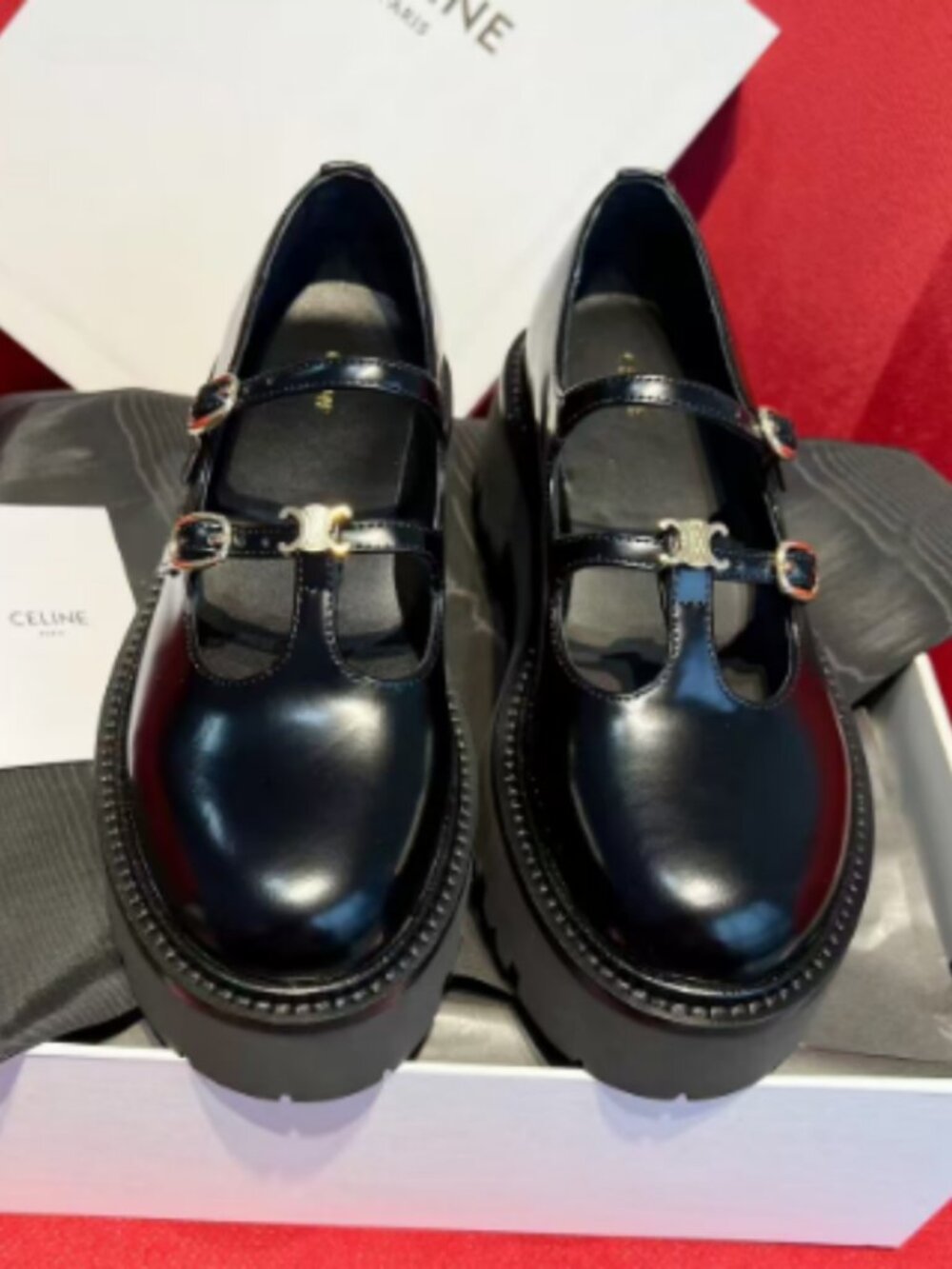 Celine Black Platform Mary Janes